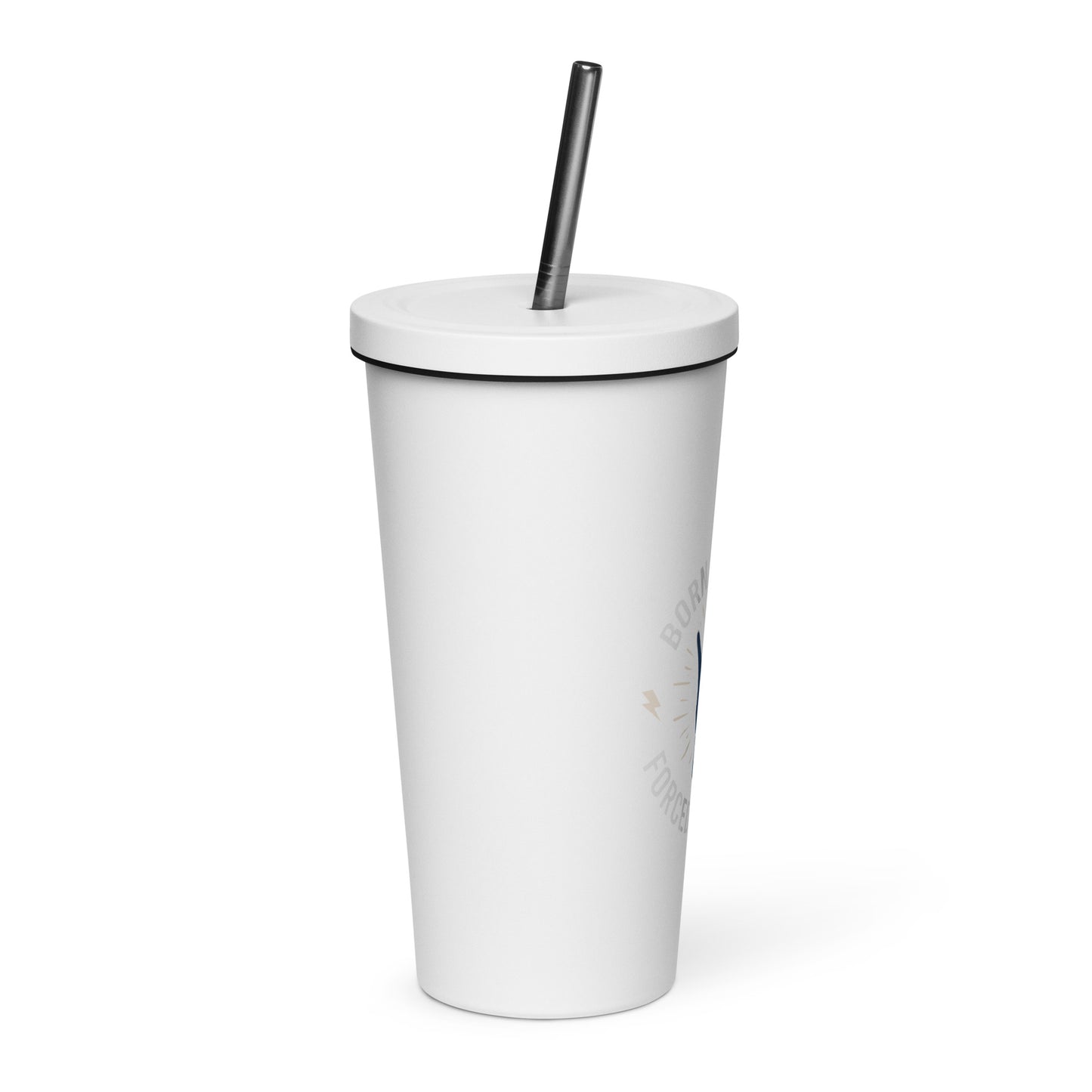 Born To Rock, Forced To Work Insulated Tumbler with Straw