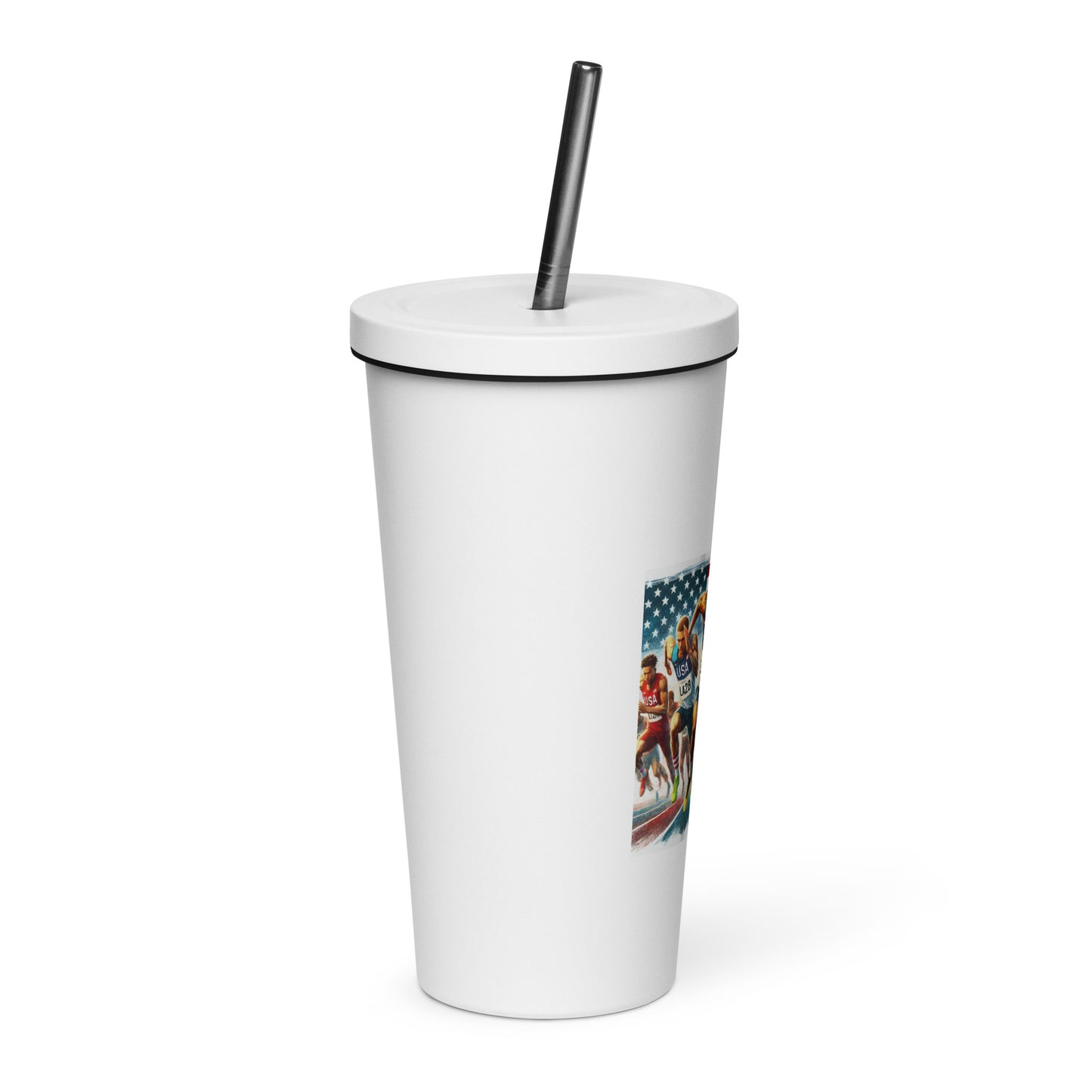 LA28 Team USA 100 Meters Watercolor Print | Los Angeles Coliseum Art Insulated tumbler with Straw