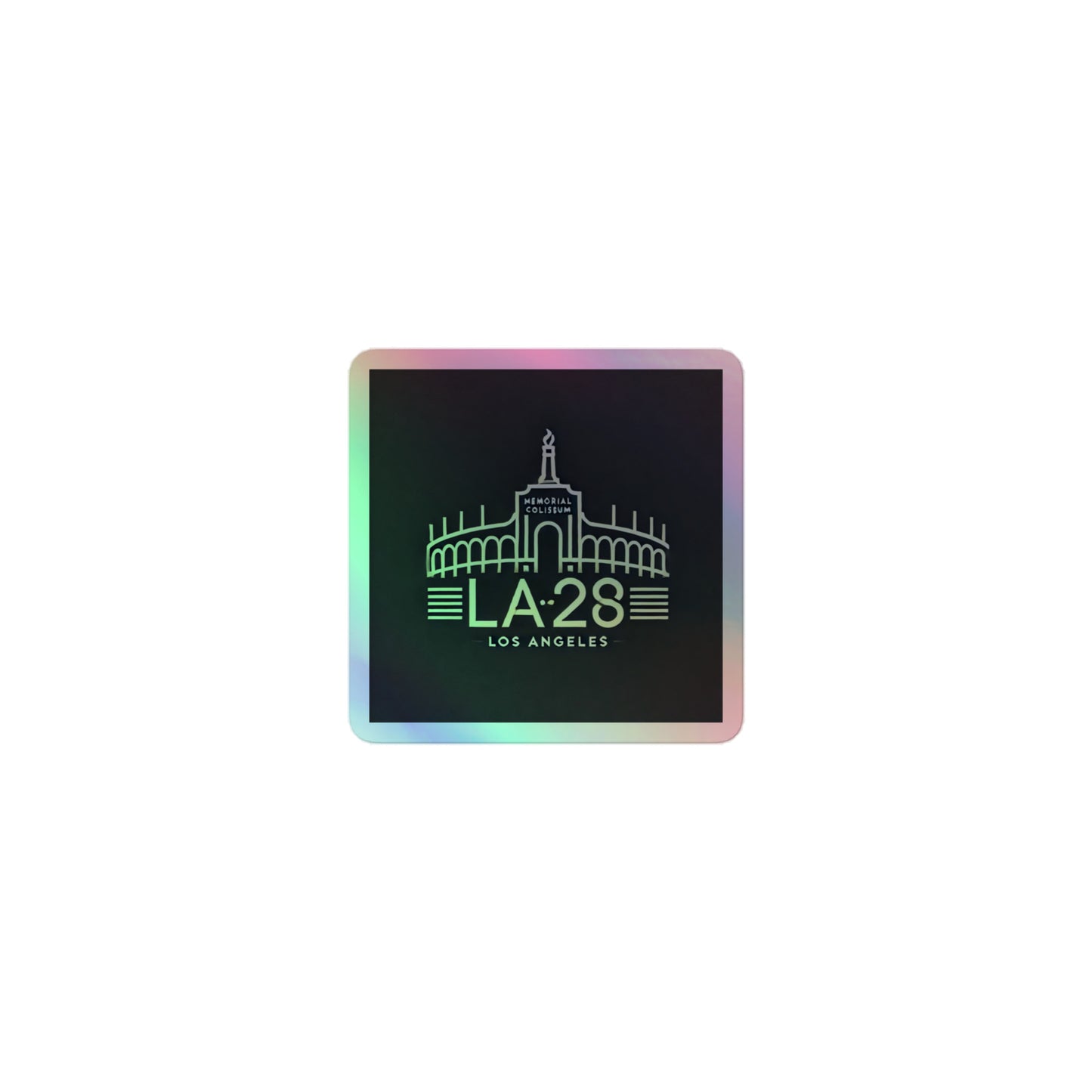 LA28 Logo with Los Angeles Memorial Coliseum Holographic Stickers