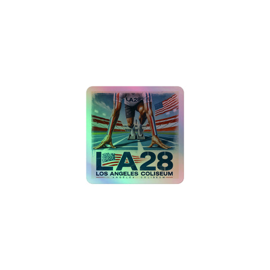 Surrealistic LA28 Track Start Watercolor Art Holographic Stickers