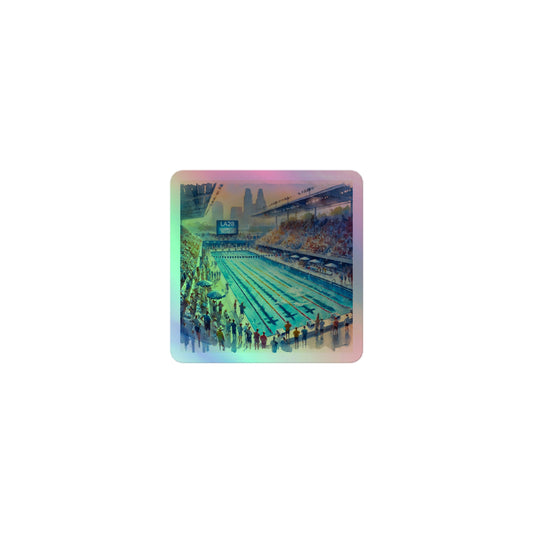 LA28 Swimming Event Watercolor Art Print Holographic Stickers