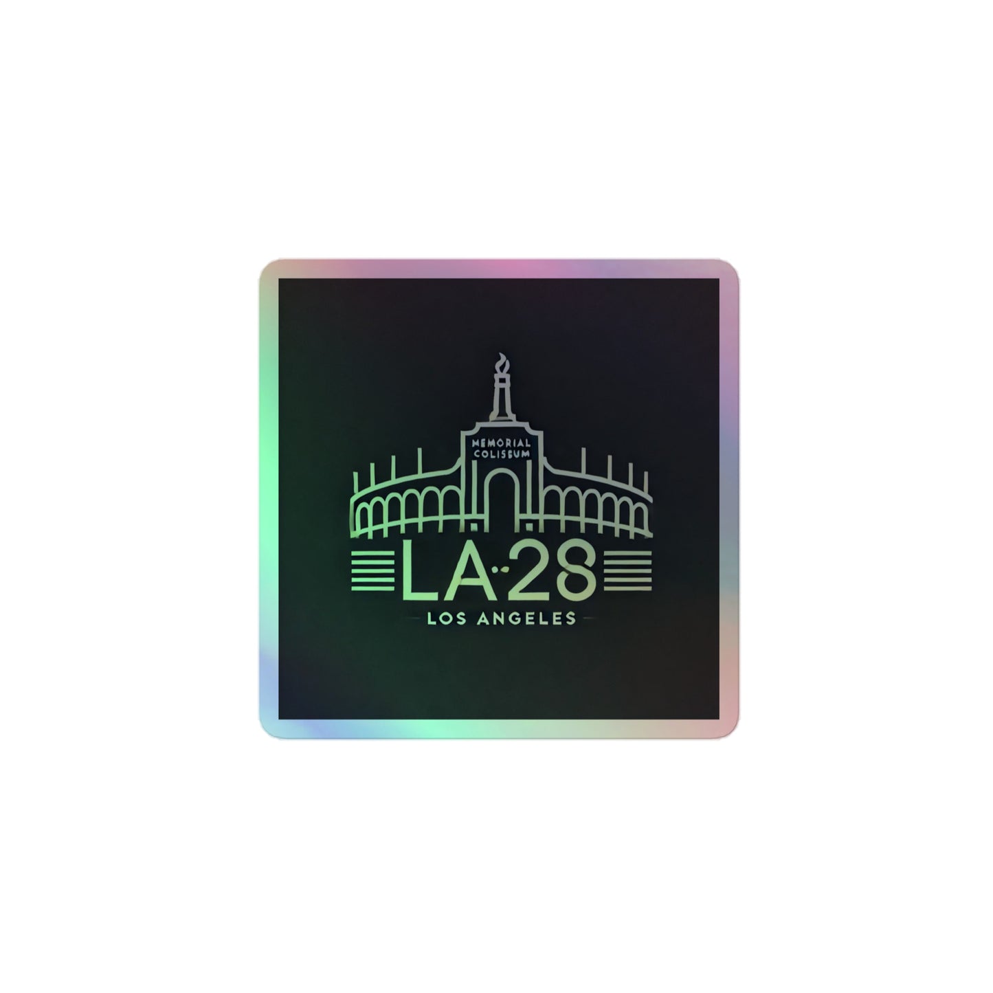 LA28 Logo with Los Angeles Memorial Coliseum Holographic Stickers
