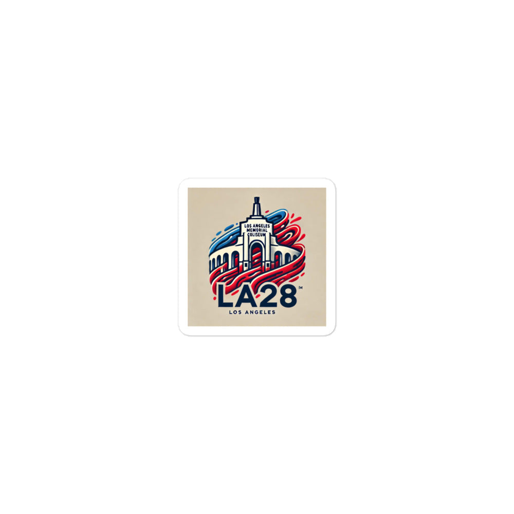LA28 Logo with Los Angeles Memorial Coliseum Bubble-free stickers
