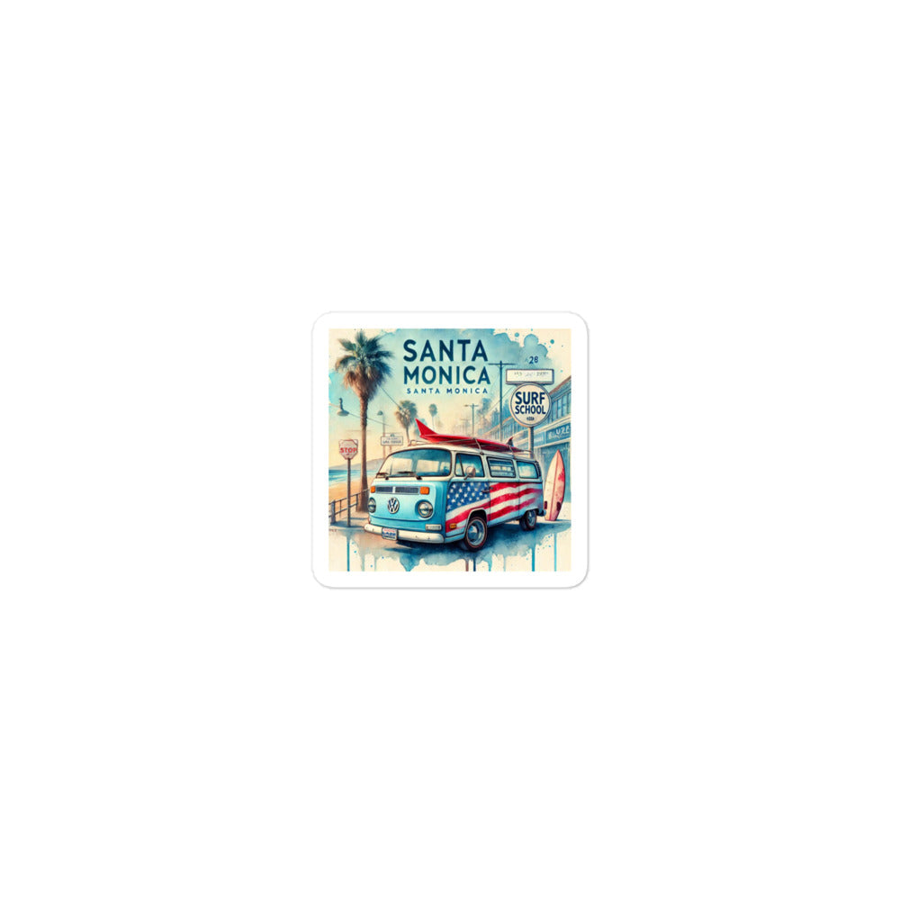 Santa Monica Watercolor Print - LA28 Surrealistic Design Bubble-free stickers