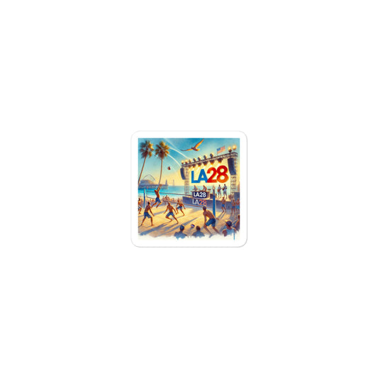 LA28 Beach Volleyball and Band Watercolor Painting Bubble-free stickers