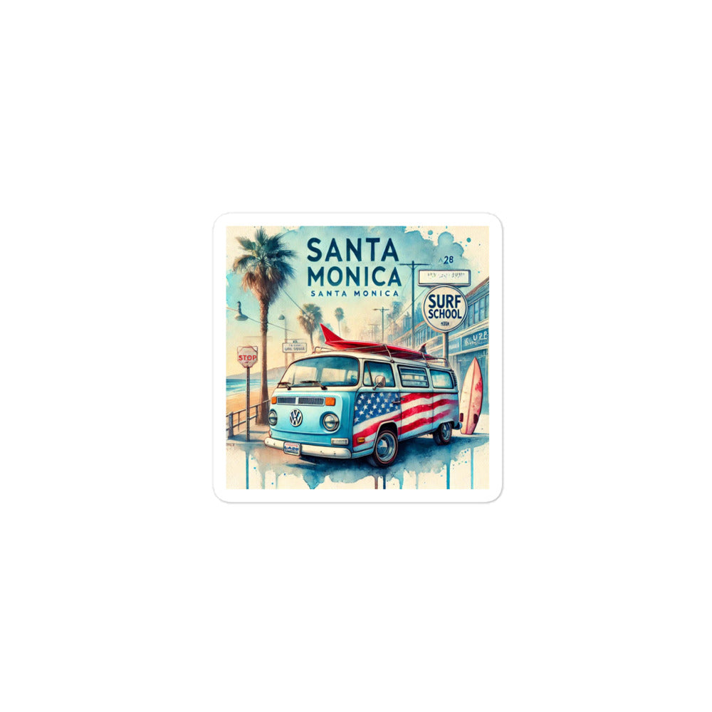Santa Monica Watercolor Print - LA28 Surrealistic Design Bubble-free stickers