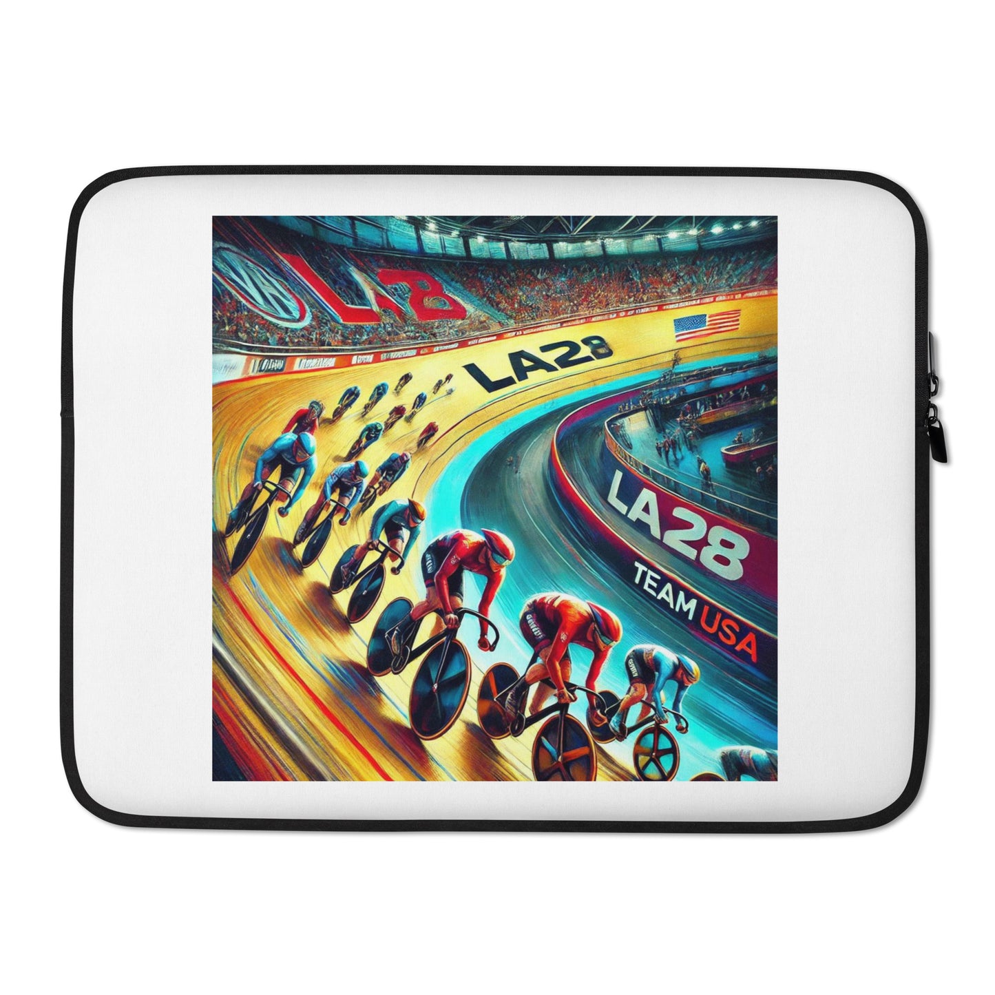 Surrealistic LA28 Team USA Velodrome Cycling Art Laptop Sleeve