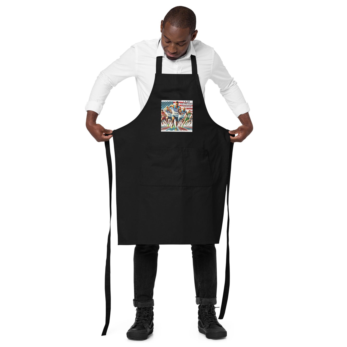 LA28 Team USA 100 Meters Watercolor Print | Los Angeles Coliseum Art Apron