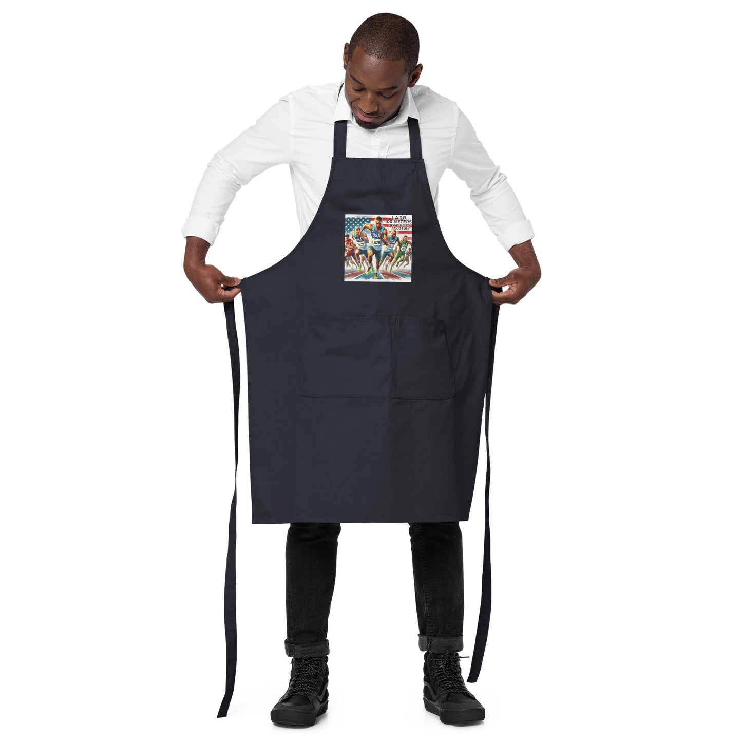 LA28 Team USA 100 Meters Watercolor Print | Los Angeles Coliseum Art Apron