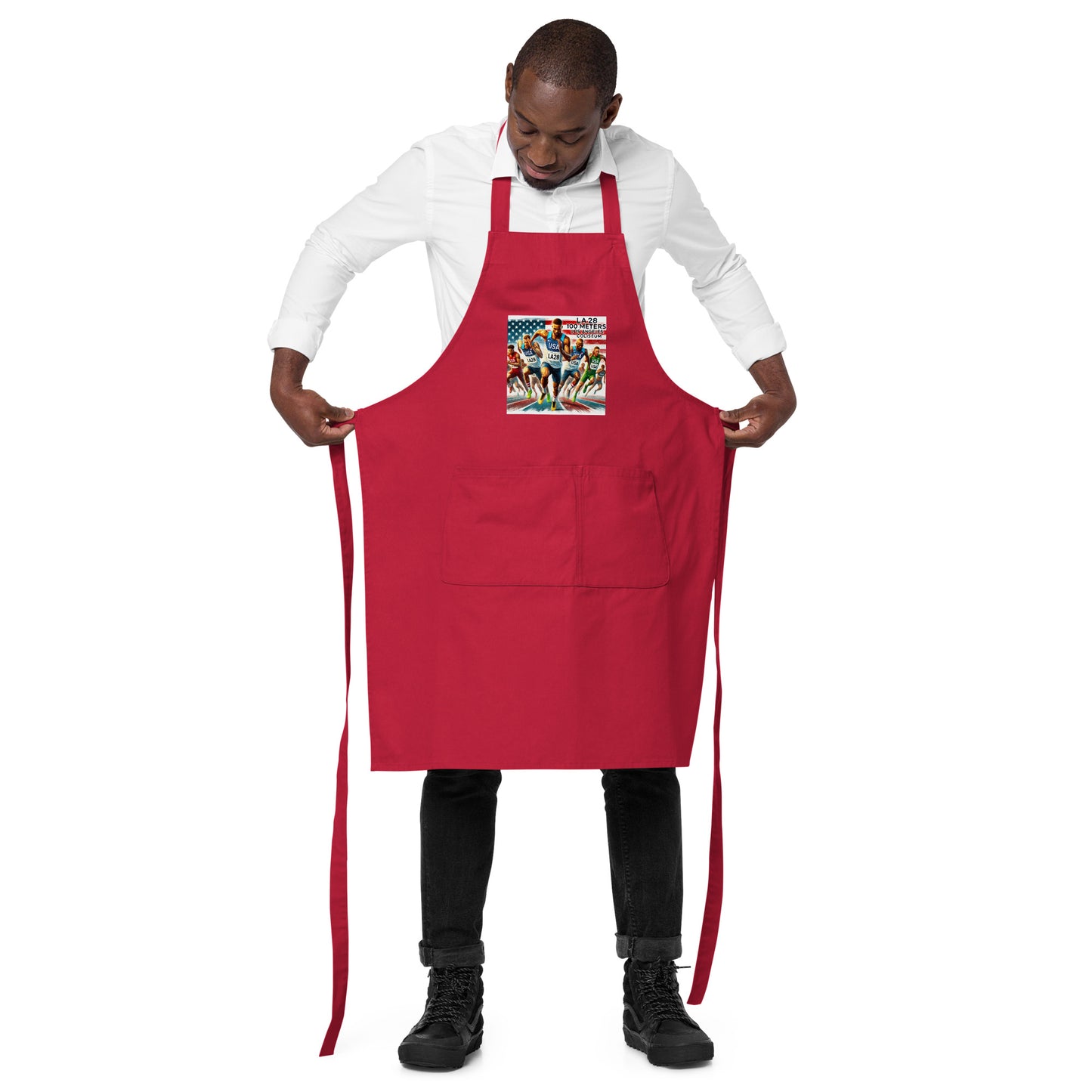 LA28 Team USA 100 Meters Watercolor Print | Los Angeles Coliseum Art Apron