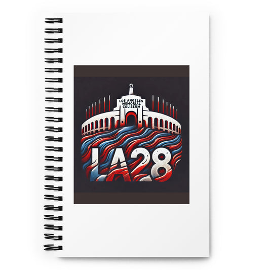 Patriotic Hat LA28 Logo with Los Angeles Memorial Coliseum Outline Spiral Notebook