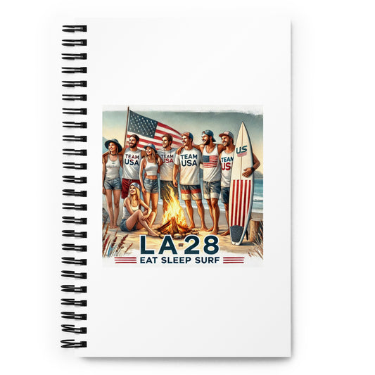 LA28 Team USA with Surfboard and Fire Spiral Notebook