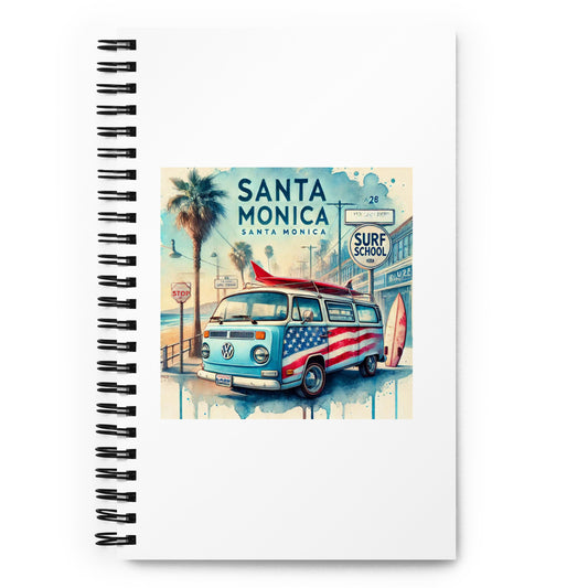 Santa Monica Watercolor Print - LA28 Surrealistic Design Spiral Notebook