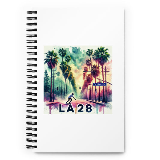 Surrealistic LA28 Skateboarding Palm Trees Spiral Notebook