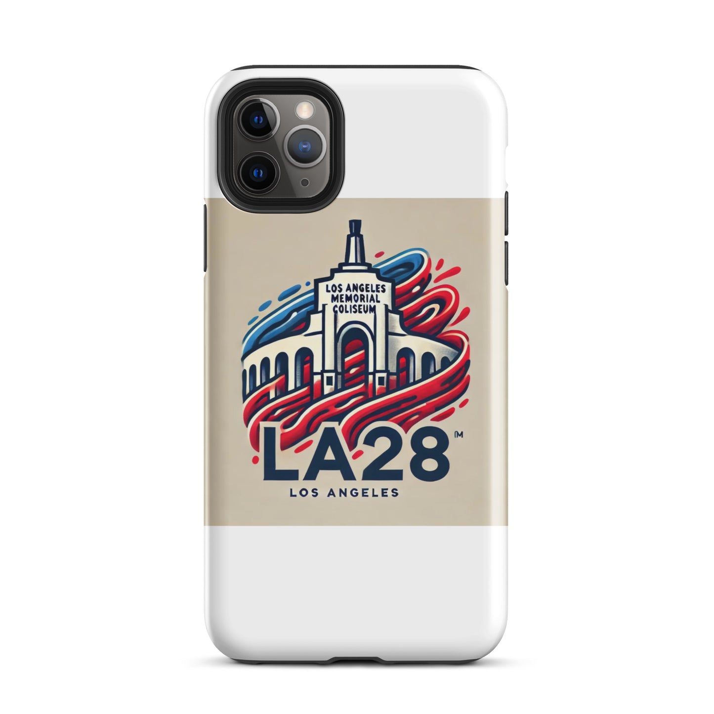 LA28 Logo with Los Angeles Memorial Coliseum iPhone Case