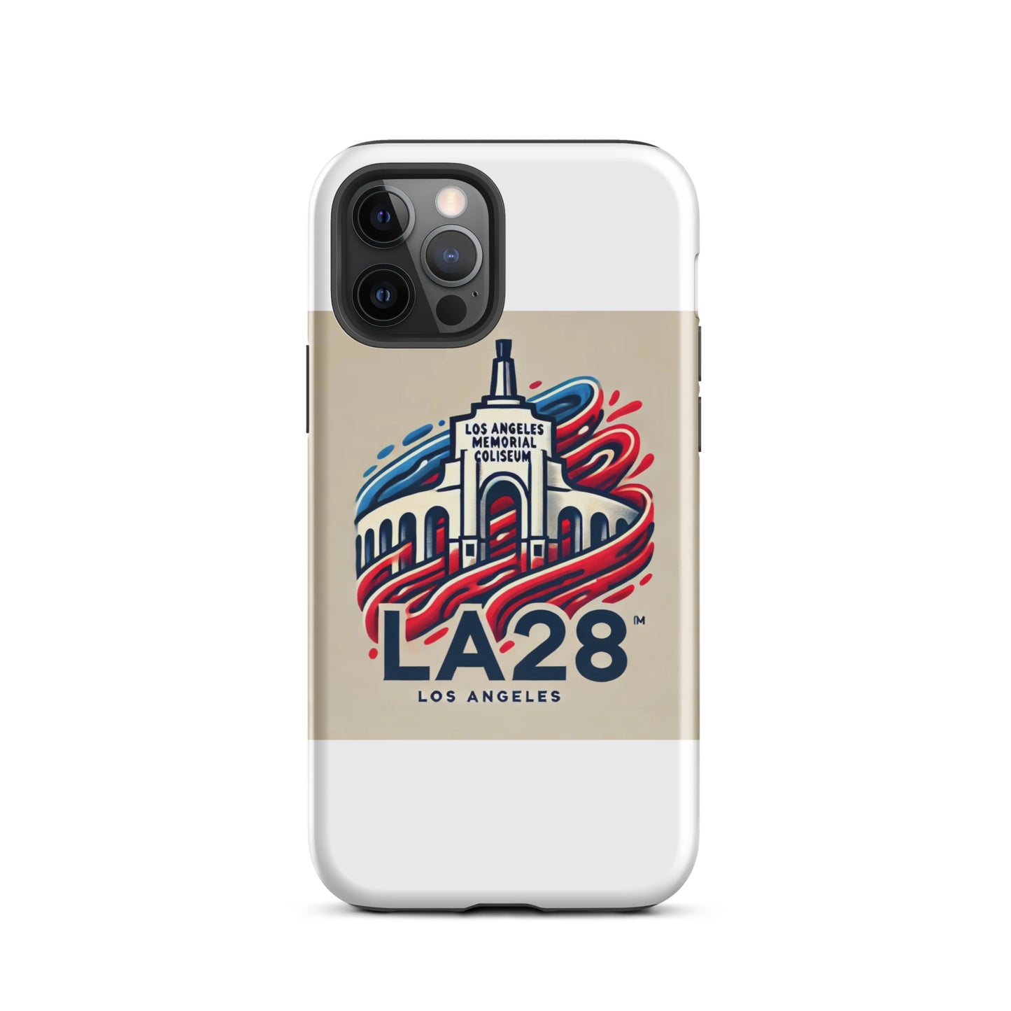 LA28 Logo with Los Angeles Memorial Coliseum iPhone Case