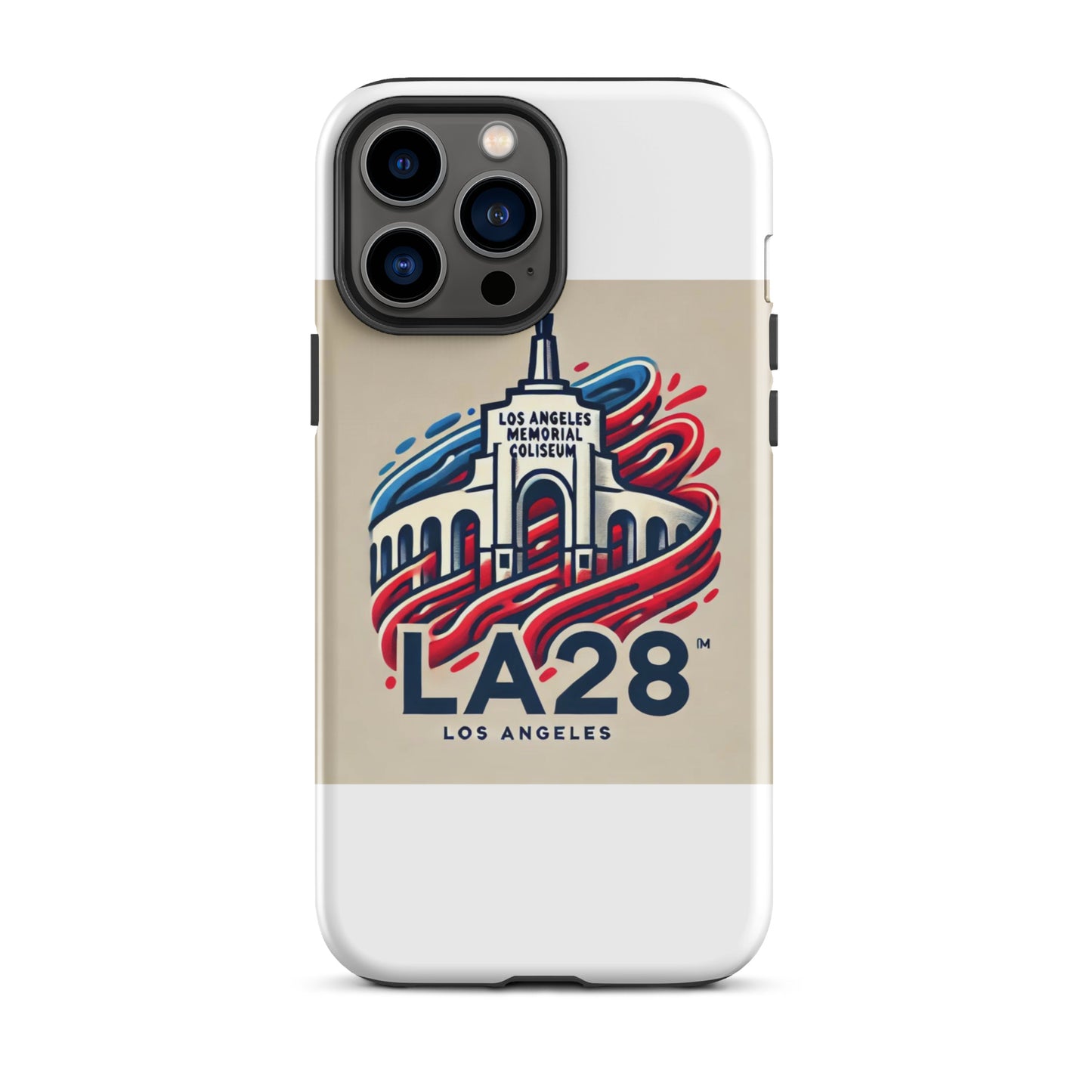 LA28 Logo with Los Angeles Memorial Coliseum iPhone Case