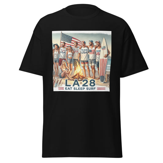LA28 Team USA with Surfboard and Fire T-shirt