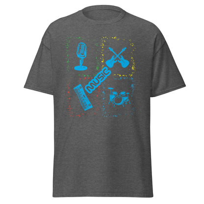 Musical Instruments Colorful Microphone Keyboard Drums Guitar T-shirt