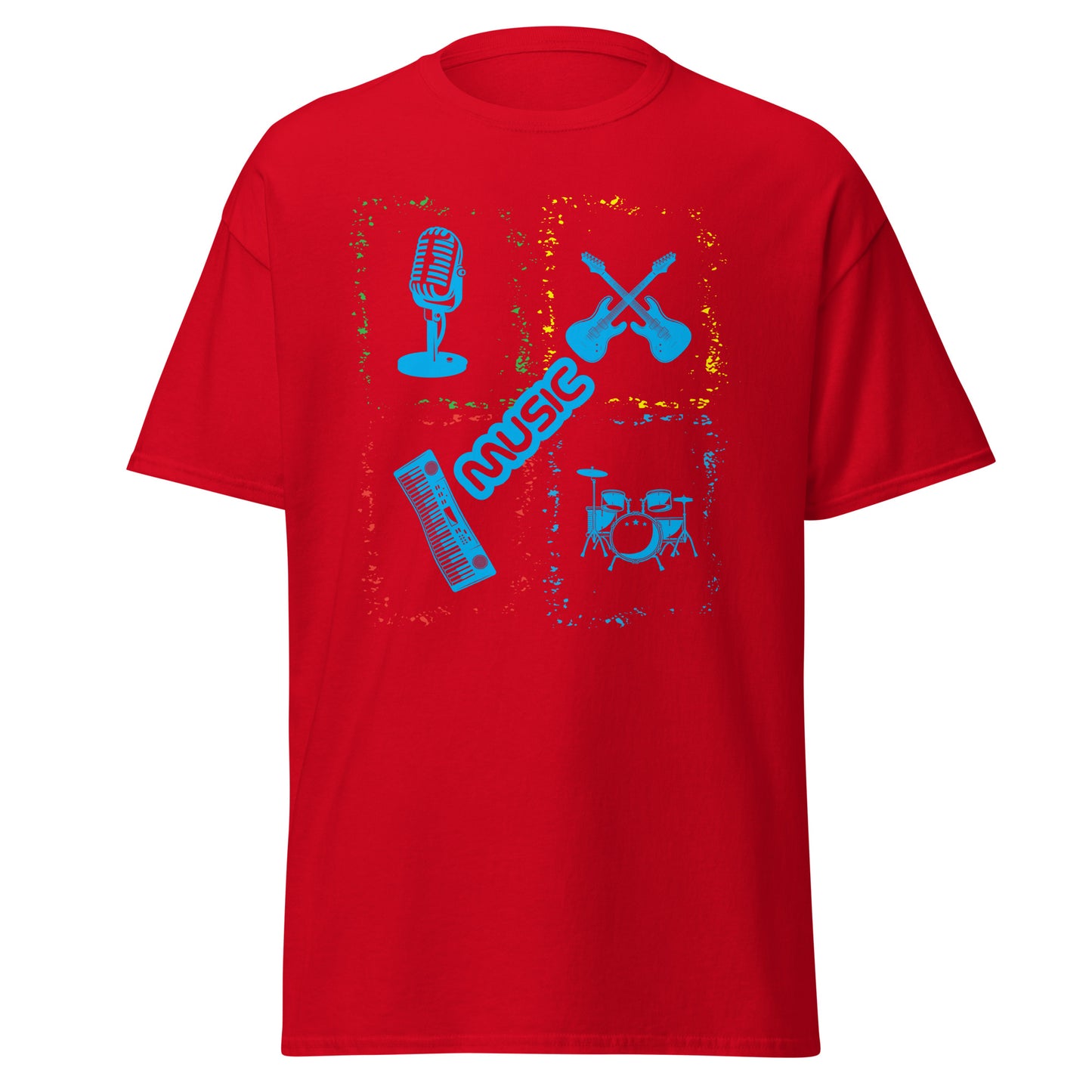 Musical Instruments Colorful Microphone Keyboard Drums Guitar T-shirt