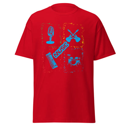 Musical Instruments Colorful Microphone Keyboard Drums Guitar T-shirt