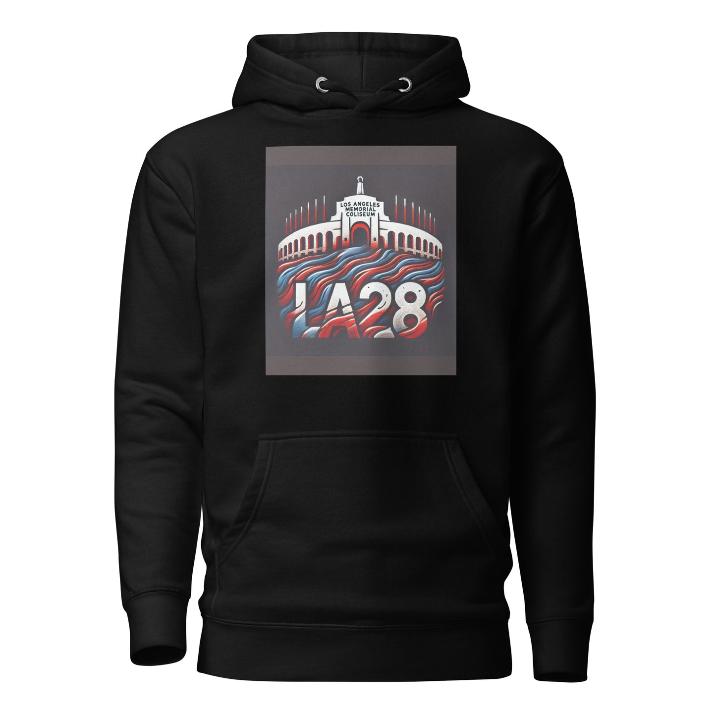 Patriotic LA28 Logo with Los Angeles Memorial Coliseum Outline Hoodie