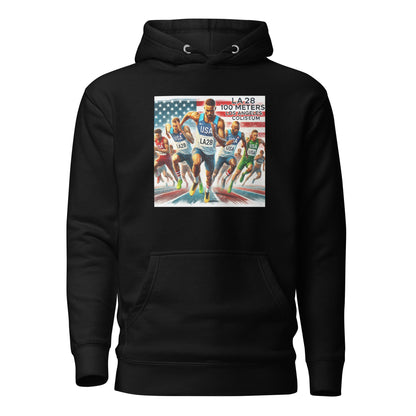 LA28 Team USA 100 Meters Watercolor Print | Los Angeles Coliseum Art Hoodie