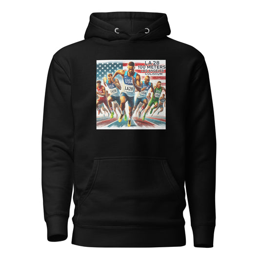LA28 Team USA 100 Meters Watercolor Print | Los Angeles Coliseum Art Hoodie