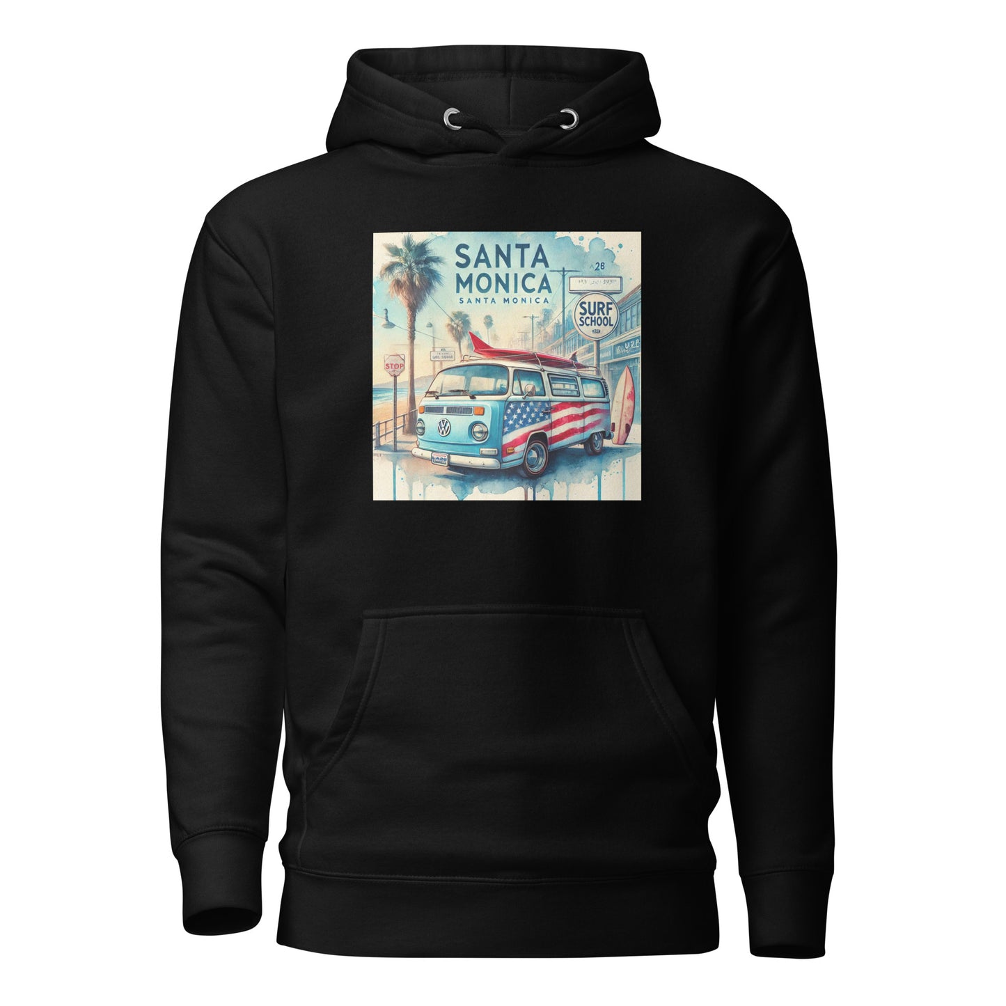 Santa Monica Watercolor Print - LA28 Surrealistic Design Hoodie