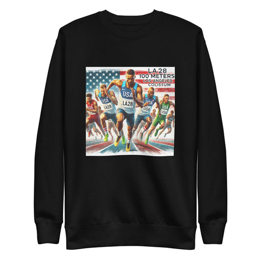 LA28 Team USA 100 Meters Watercolor Print | Los Angeles Coliseum Art Sweatshirt