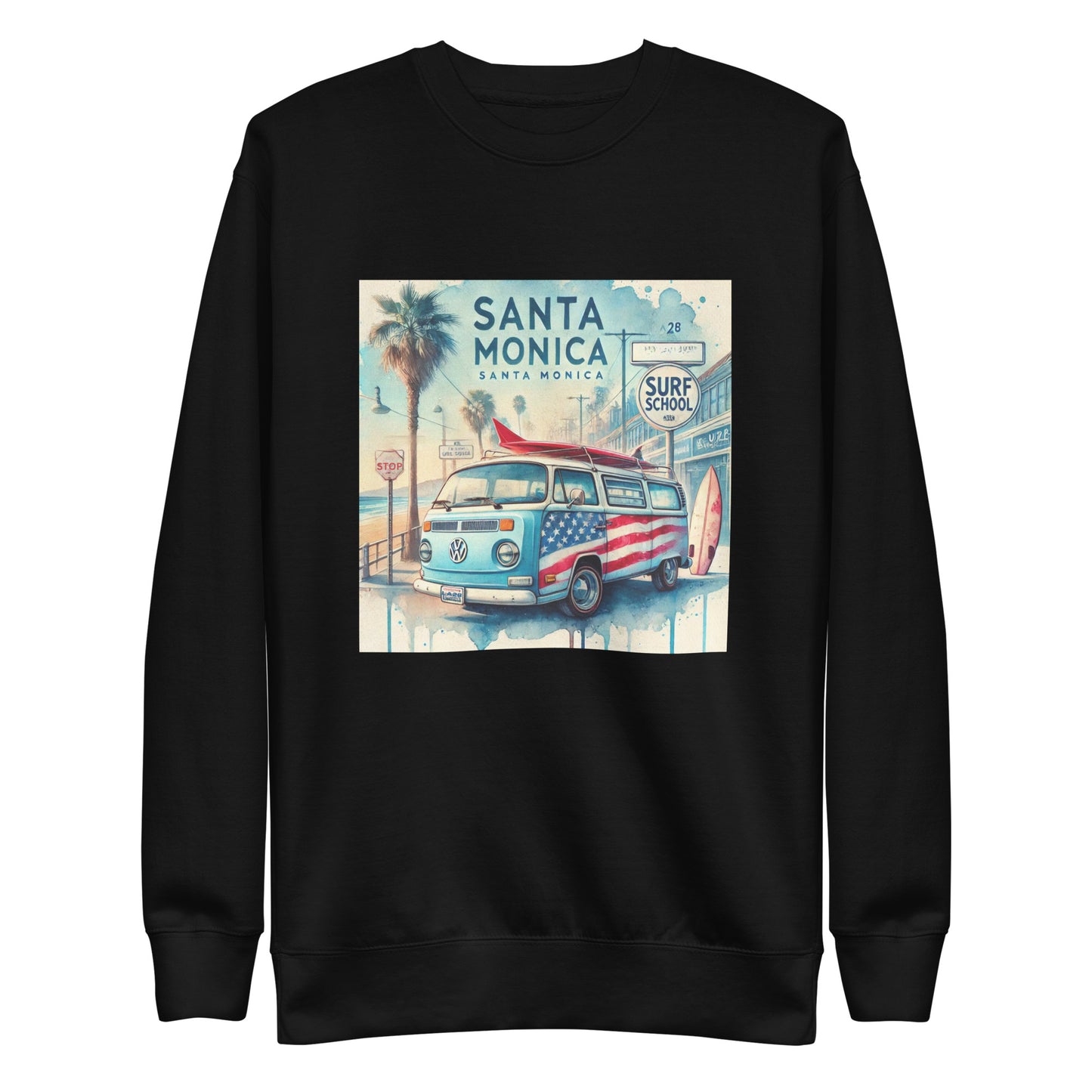 Santa Monica Watercolor Print - LA28 Surrealistic Design Sweatshirt