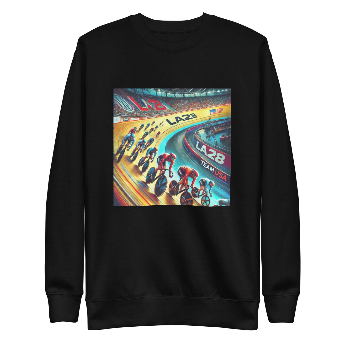 Surrealistic LA28 Team USA Velodrome Cycling Art Sweatshirt