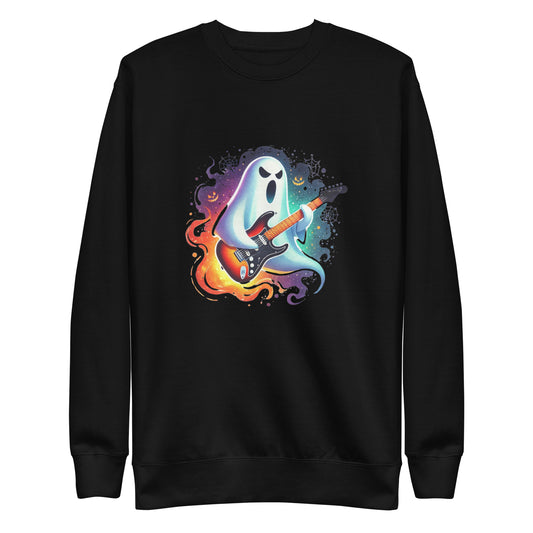 Halloween Ghost Shredding Guitar Sweatshirt