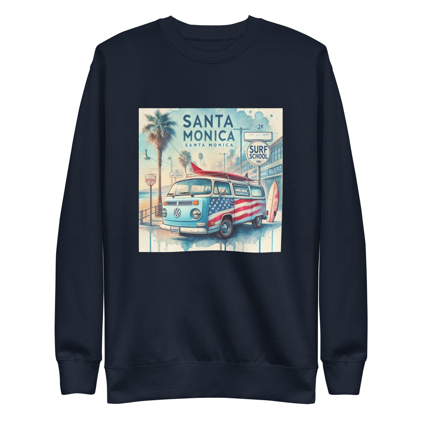 Santa Monica Watercolor Print - LA28 Surrealistic Design Sweatshirt