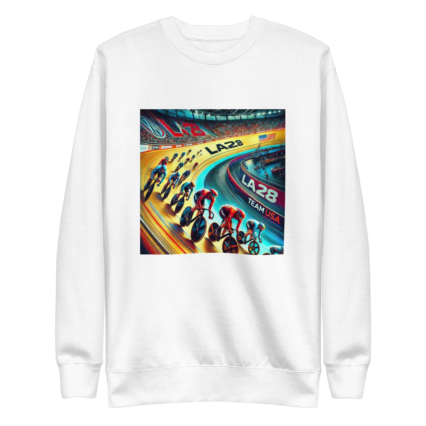 Surrealistic LA28 Team USA Velodrome Cycling Art Sweatshirt