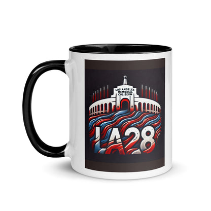 Patriotic LA28 Logo with Los Angeles Memorial Coliseum Outline Color Mug
