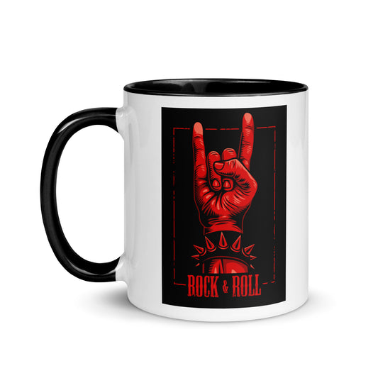 Rock and Roll Red Hand Gesture with Spike Bracelet Color Mug