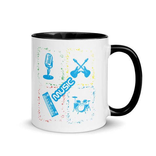 Musical Instruments Colorful Microphone Keyboard Drums Guitar Color Mug