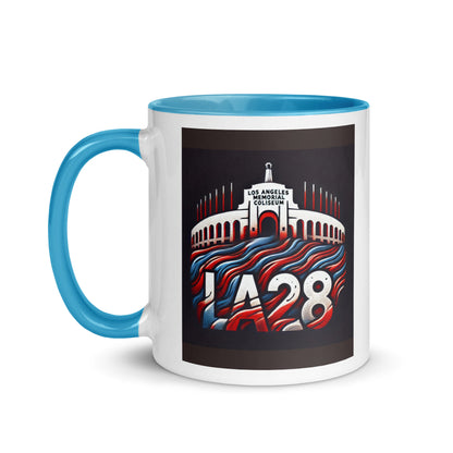 Patriotic LA28 Logo with Los Angeles Memorial Coliseum Outline Color Mug