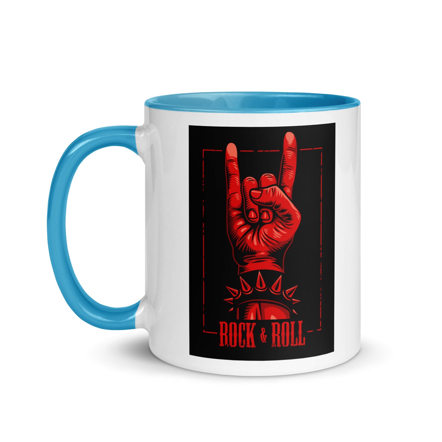 Rock and Roll Red Hand Gesture with Spike Bracelet Color Mug
