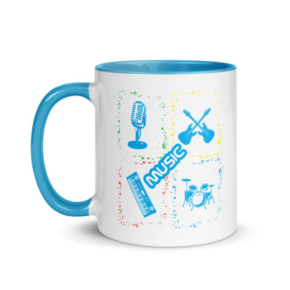 Musical Instruments Colorful Microphone Keyboard Drums Guitar Color Mug
