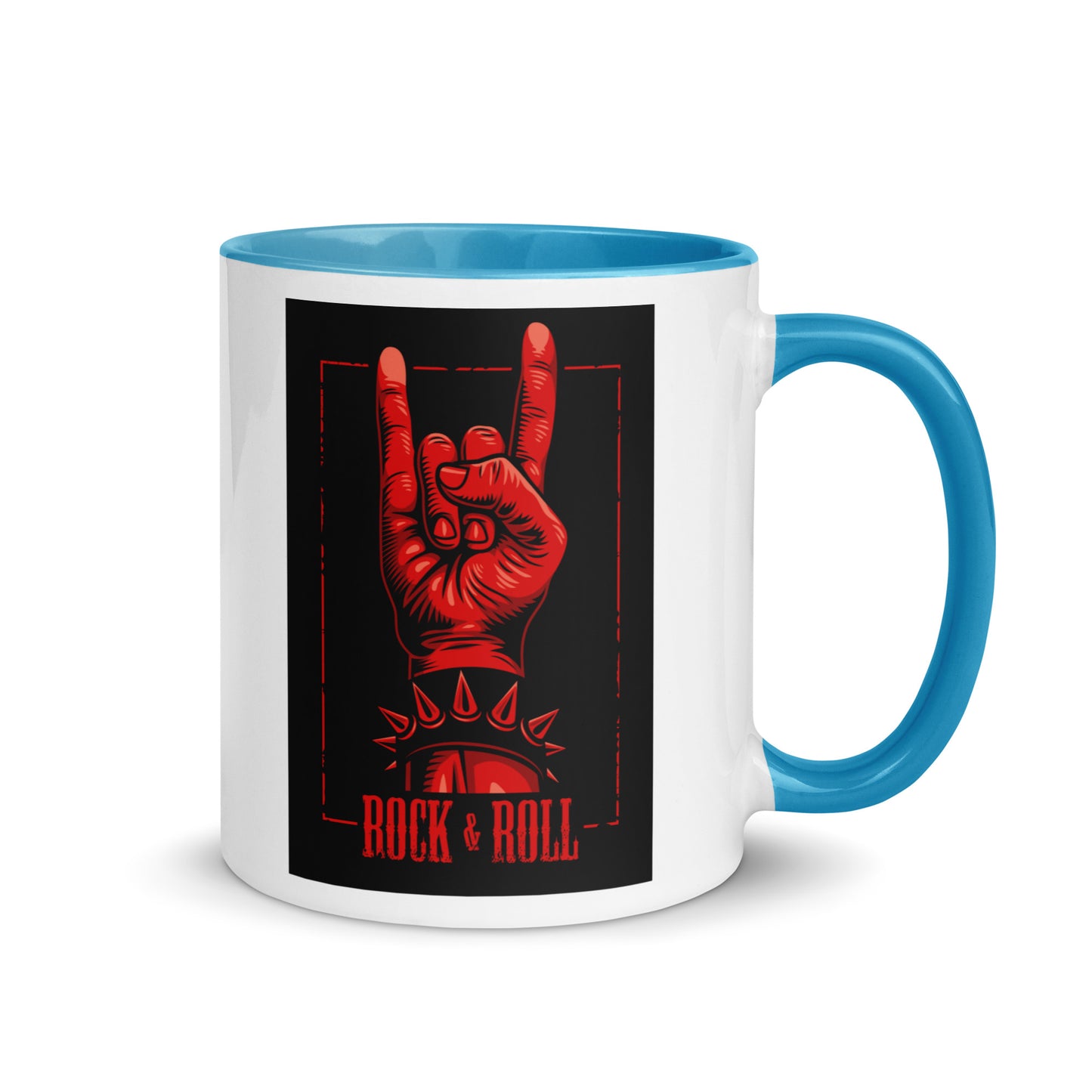 Rock and Roll Red Hand Gesture with Spike Bracelet Color Mug