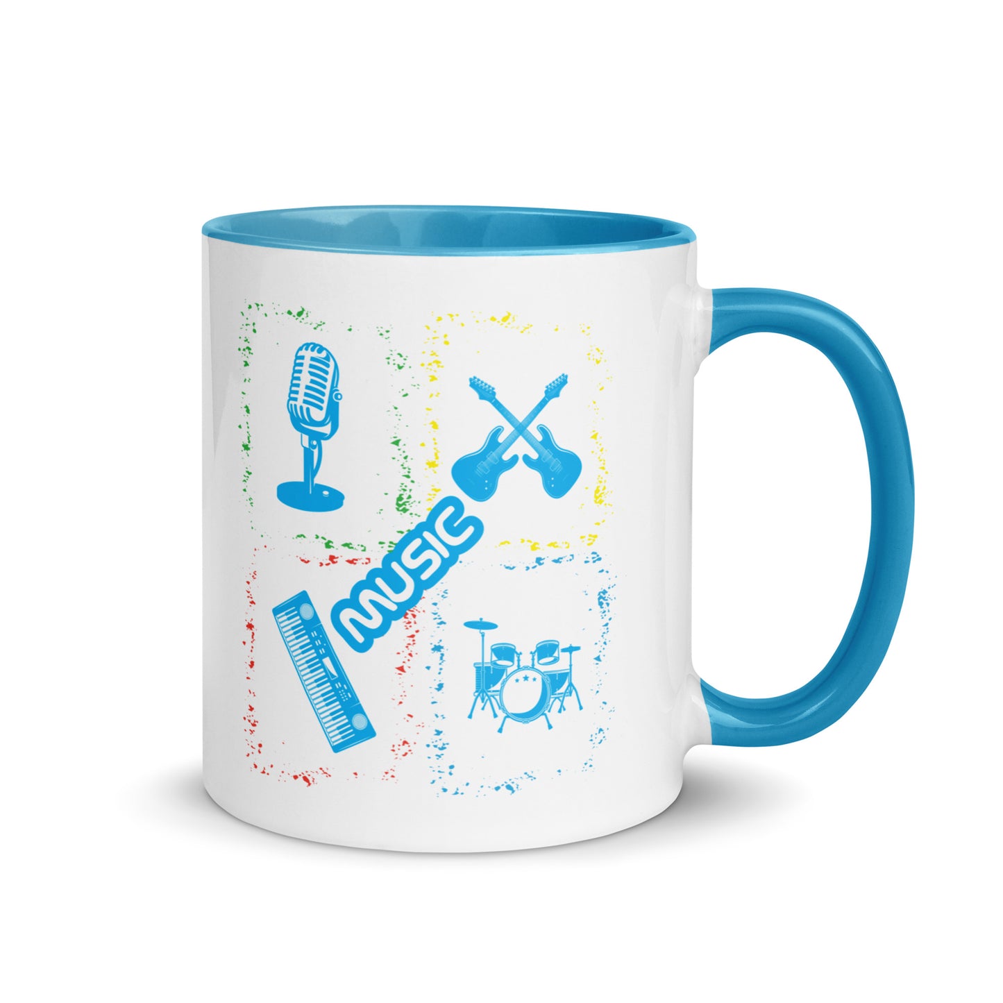 Musical Instruments Colorful Microphone Keyboard Drums Guitar Color Mug