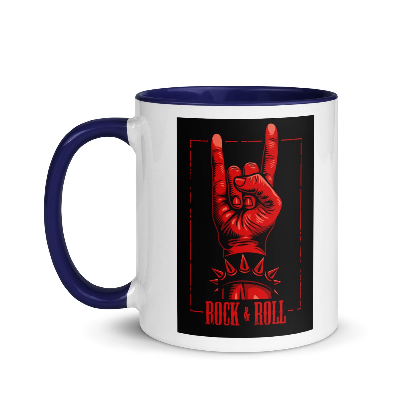 Rock and Roll Red Hand Gesture with Spike Bracelet Color Mug