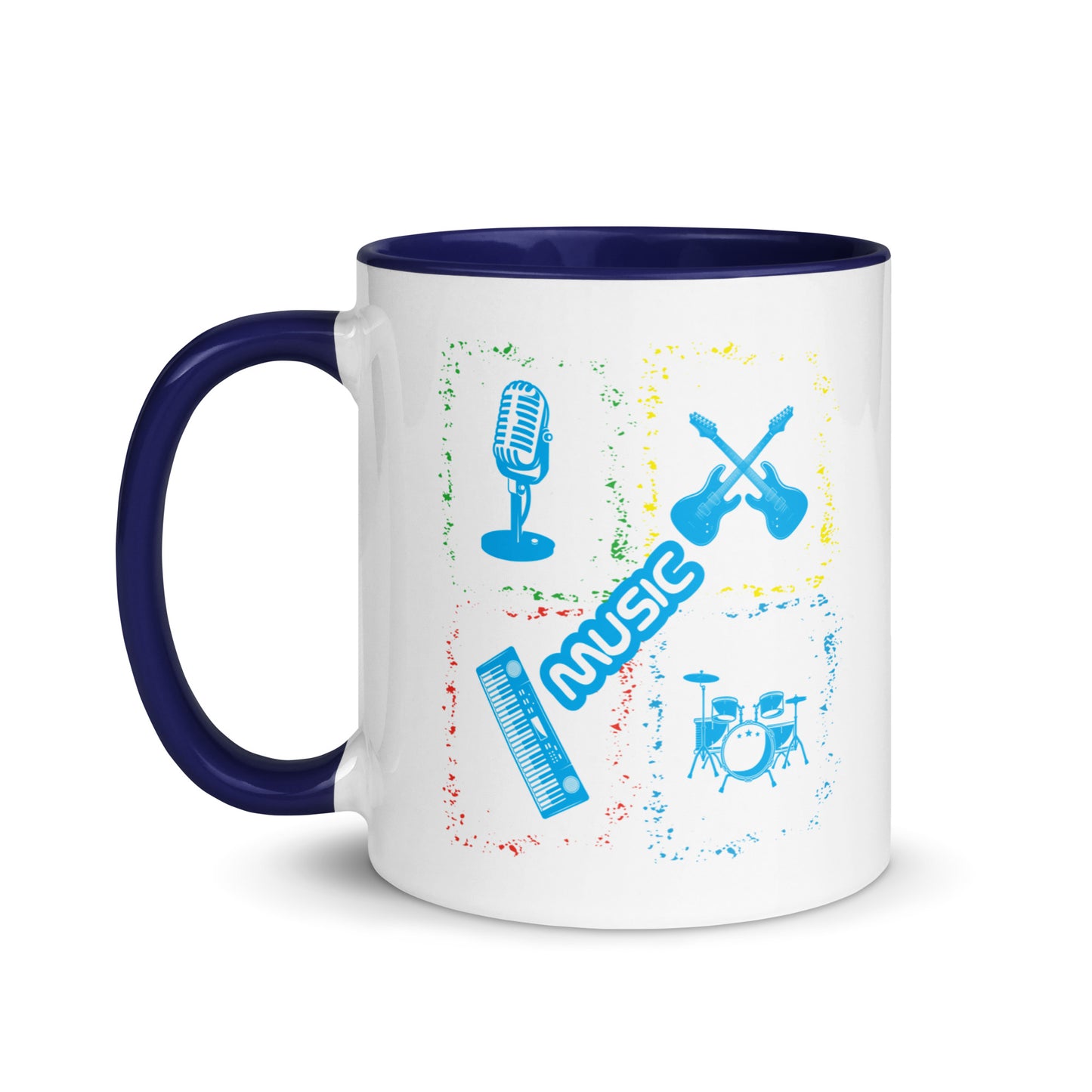 Musical Instruments Colorful Microphone Keyboard Drums Guitar Color Mug