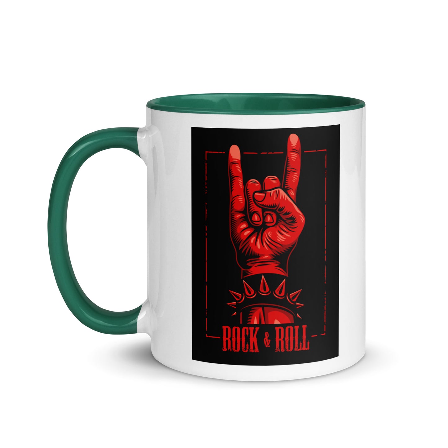 Rock and Roll Red Hand Gesture with Spike Bracelet Color Mug