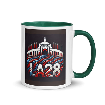 Patriotic LA28 Logo with Los Angeles Memorial Coliseum Outline Color Mug