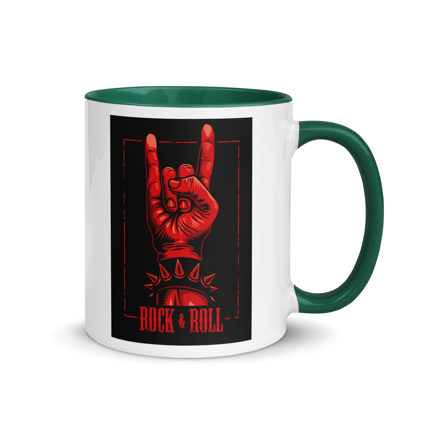 Rock and Roll Red Hand Gesture with Spike Bracelet Color Mug
