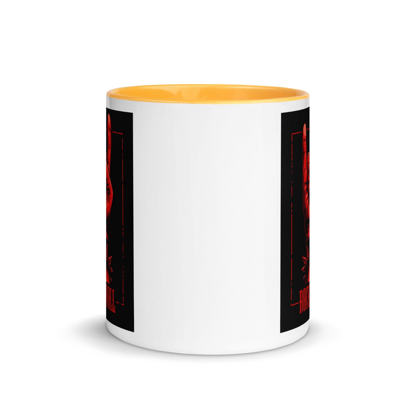 Rock and Roll Red Hand Gesture with Spike Bracelet Color Mug