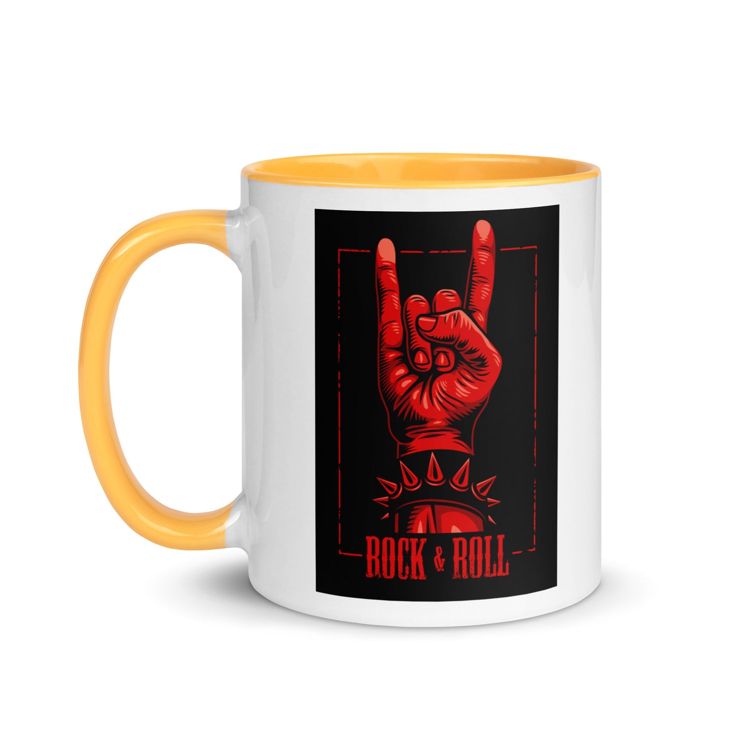 Rock and Roll Red Hand Gesture with Spike Bracelet Color Mug